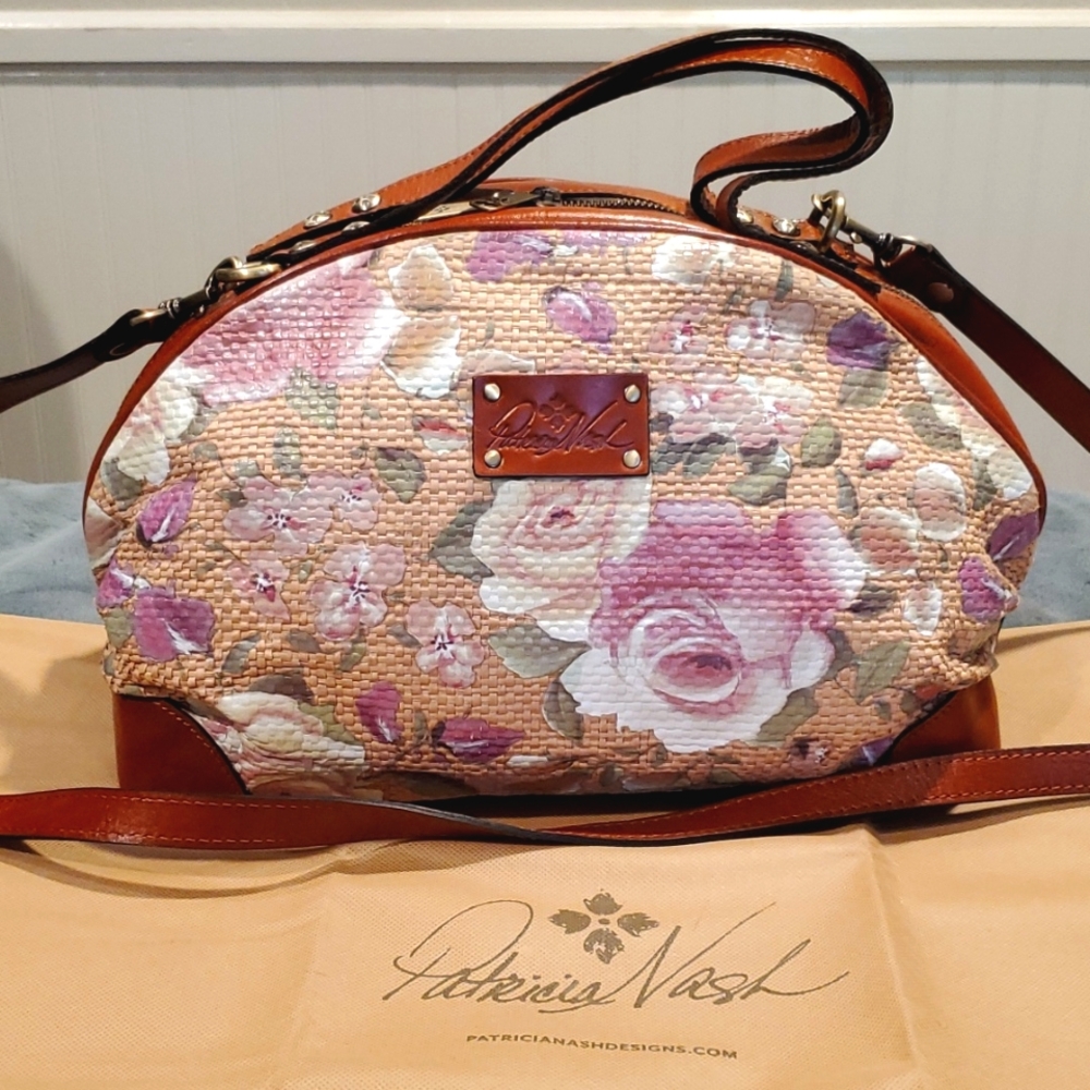 Patricia Nash crackled rose Fiora dome bag